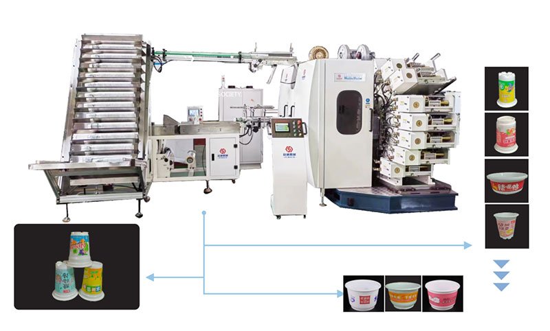 eight-color plastic cup bowl curved offset printing machine