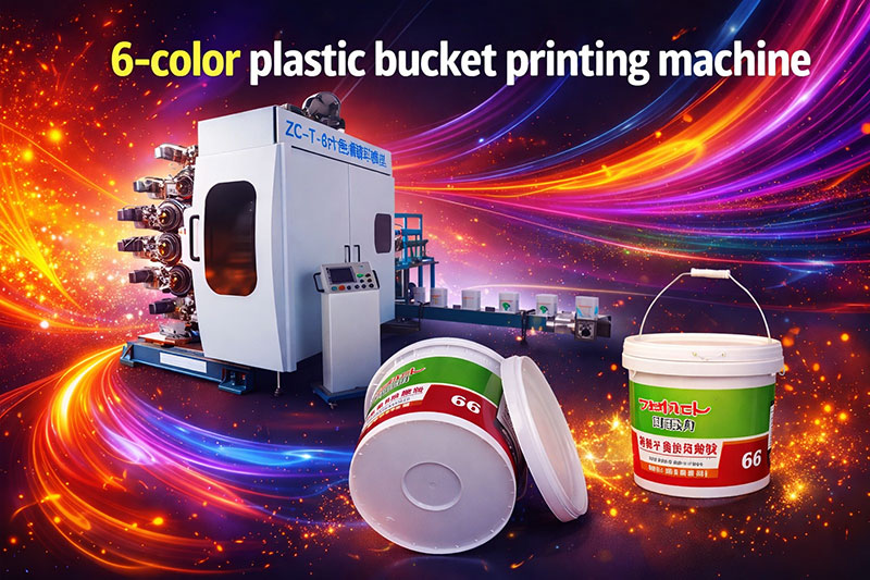 6 color plastic bucket printing machine