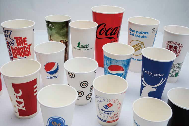 Printed paper cups produced on the LM-C4-160 high speed paper cup making machine - reference applications